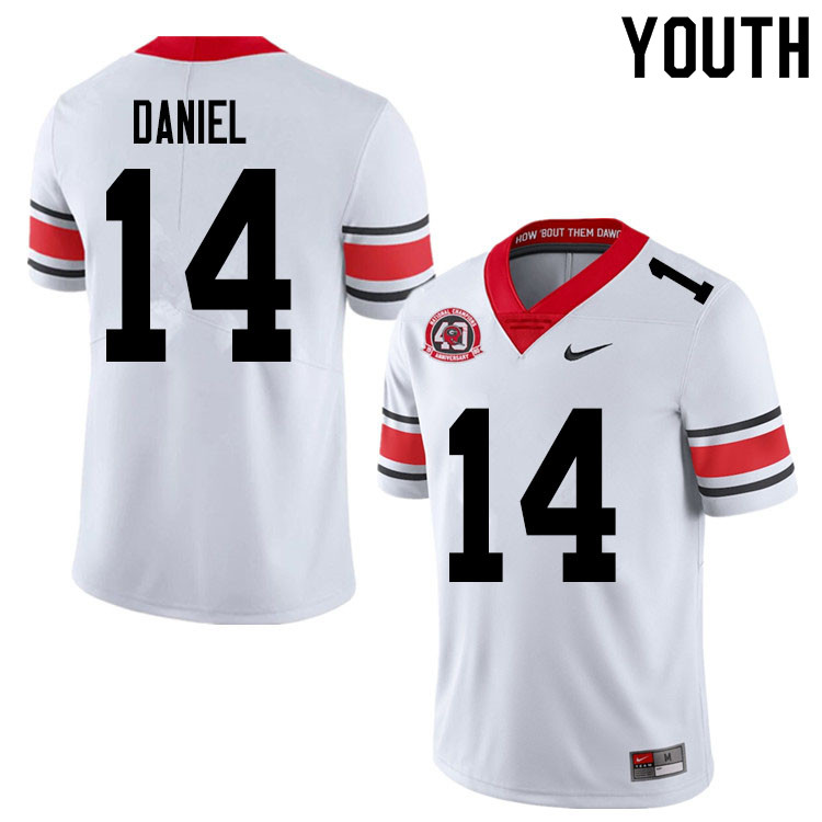 Georgia Bulldogs Youth DJ Daniel #14 White 2020 1980 National Champions 40th Anniversary Stitched College UGA Football Jersey 23AW011CQ